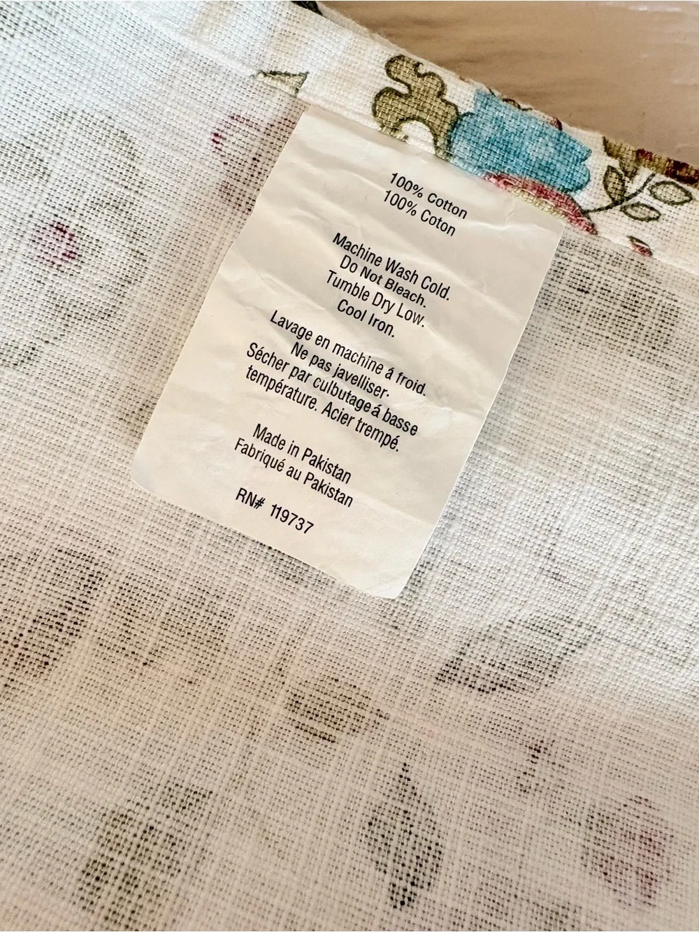 Floral Bird Botanical Cotton Tablecloth Cottagecore